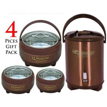 Happy Lion Metallic Voll-2- 4 Pcs Gift Pack Hot Pot Set Plus Cooler
